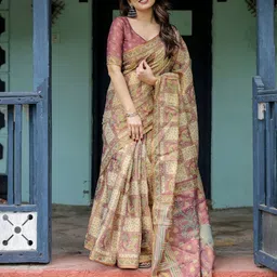 ALMAARI FASHION Paisley Printed Pure Cotton Jamdani Saree-picture-43