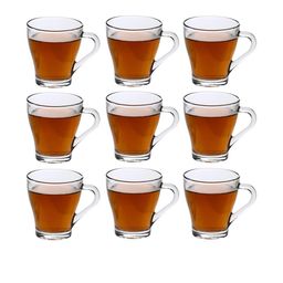 Somil Clear Glass Coffee & Tea Cup / Mug (240 Ml), Enjoy Your Drink in Style, 8.3 X 10.3 X 9.5 Cm, Pack of 9-image-44