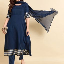Anouk Rustic Gotta Patti A-Line Kurta With Trouser And Dupatta-picture-31
