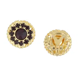 FirstBlush Gold-Plated Artificial Stones Studded Circular Shaped Non Pierced Studs image 3