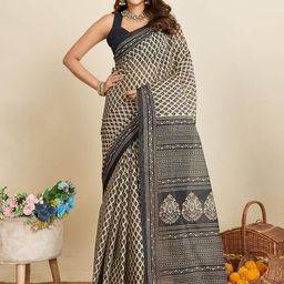 SHANVIKA Ethnic Motifs Print Pure Cotton Saree-picture-43
