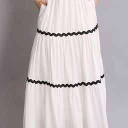 SWISHIN Pure Cotton Ric Rack lace Flared Maxi Skirt-image-95