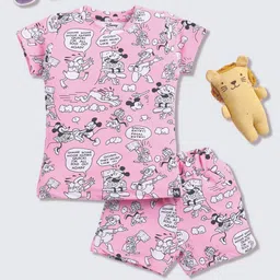 YK Disney Girls Mickey Mouse Printed T-shirt with Shorts-image-48