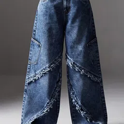 Miss Chase Women Wide Leg High-Rise Highly Distressed Heavy Fade Jeans-image-84