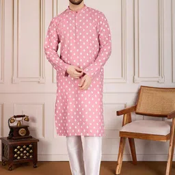 House of Pataudi Ethnic Motifs Printed Mandarin Collar Collar Straight Kurta-picture-20