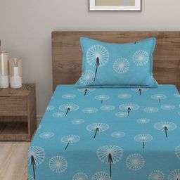 Myntra Elegant Homes Blue & White Floral 280 TC Single Bedsheet Set-2.28 m x 1.52 m-image-89