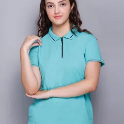 ELPIDA Solid Polo Collar Short Sleeves Regular Fit T-Shirt-image-56