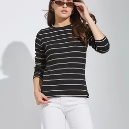 COLORCART Women Striped Slim Fit T-shirt-46