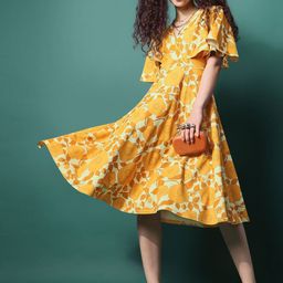MILOST City Look Floral Printed Flared Sleeve Fit & Flare Dress-image-48