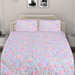 FABINALIV Blue & Pink Printed Reversible Double King Bed Covers-picture-26