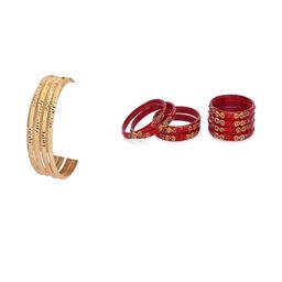 1ST TIME Set Of 12 Gold-Toned Alloy Artificial Stones & Beads Antique Bangles-picture-33