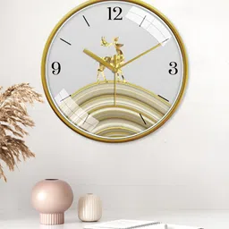 RANDOM Gold-Toned & White Printed Contemporary Wall Clock-picture-4