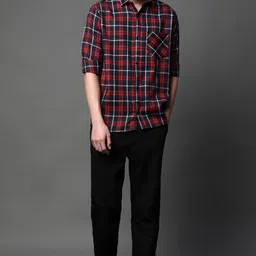 Metronaut Men Relaxed Animal Checked Casual Shirt-image-7