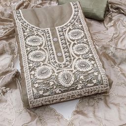 HERE&NOW Embroidered Organza Unstitched Dress Material-image-40