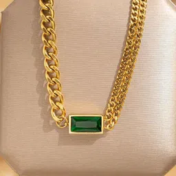 GOLDIWALA Stainless Steel Gold-Plated Crystals Studded Statement Geometric Shaped Chain-picture-10
