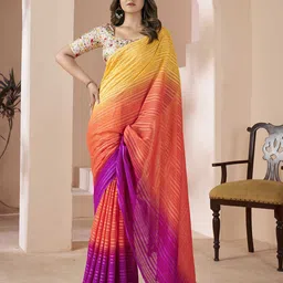 LeeliPeeri Designer Striped Saree With Blouse Piece-picture-12