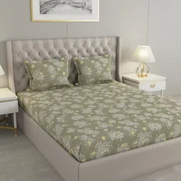 Raymond Home Hazel Olive-Green Printed Microfiber Queen Bedsheet Set 2.50 m x 2.25 m-image-36
