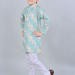 BT DEZINES Boys Printed Regular Sequinned Kurta with Pyjamas image 4