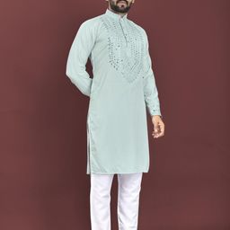 BALAJI CREATION Men Turquoise Blue Kurtas-image-36
