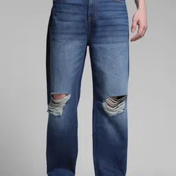 Jack & Jones Men Wide Leg High-Rise Highly Distressed Light Fade Jeans-picture-41