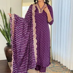 Fashion Care Women Ethnic Motifs Printed Regular Kurta with Trousers & With Dupatta-image-82