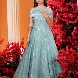 Lagorii Girls Shimmer Printed And Embellished Party Wear Gown-image-53