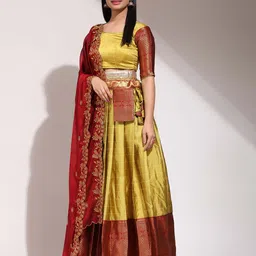 Payu Semi-Stitched Lehenga & Unstitched Blouse With Dupatta image 5