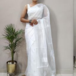 CANBIA Ethnic Motifs Zari Silk Blend Banarasi Saree-image-31