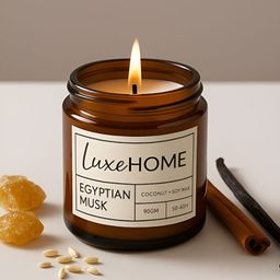 LUXEHOME INTERNATIONAL Brown Lead-Free Wick Egyptian Musk Candel Scented Jar Candle-23