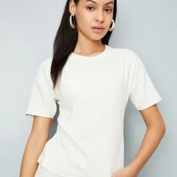 max Women Solid Round Neck Cotton T-shirt-image-82