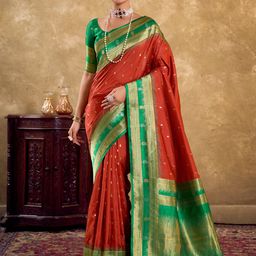 KAYOMMI Ethnic Motifs Woven Design Zari Pure Silk Banarasi Saree-image-61