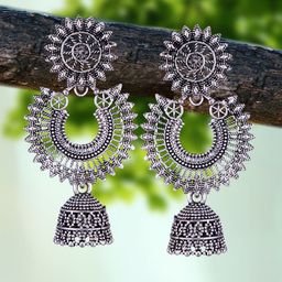 DIVASTRI Peacock Shaped Jhumkas Earrings-image-55
