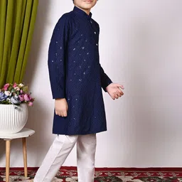 AHLAN APPARELS Boys Ethnic Motifs Embroidered Regular Sequinned Kurta with Pyjamas image 2
