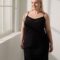 Trendyol Solid Black Shoulder Straps Neck Sheath Dress-image-81