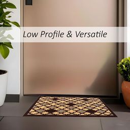 Kuber Industries 3-Pcs Brown & Beige Hexagon Rectangular Anti-Skid Doormats image 3