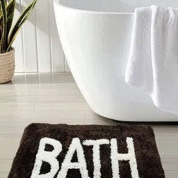 Dolce Casa 2-Pcs Brown & White Color-Blocked Tufted Anti Skid 100-GSM Bath Rugs-picture-22