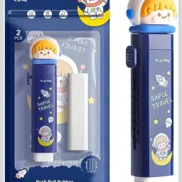 Spaceman Cute Retractable Push-Pull Mechanism Eraser School Stationry Rubber Set Non-Toxic Eraser-picture-5