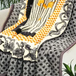 VAS COLLECTIONS Grey & Cream-Coloured Mink Heavy Winter 500 GSM Double Bed Blanket-image-13