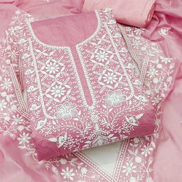 MANVAA Floral Embroidered Thread Work Chanderi Cotton Unstitched Dress Material-picture-15