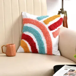 Dolce Casa White & Blue Geometric Square Cushion Covers-picture-24