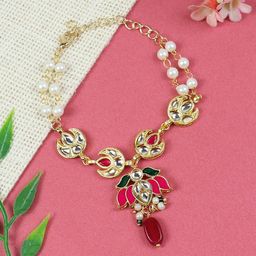 Asthetika Kids Girls Gold-Plated Kundan Link Bracelet-55