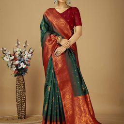 HERE&NOW Woven Design Zari Art Silk Banarasi Saree-picture-14