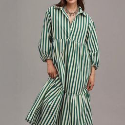 DressBerry Striped Layered Shirt Midi Dress-image-60