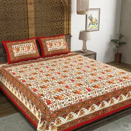 The Craft Monk Red Bedsheet with 2 Pillow Covers-picture-49