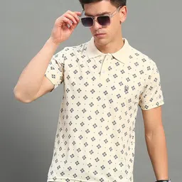 STELVIN Geometric Printed Polo Collar Cotton Regular Fit T-shirt-picture-39