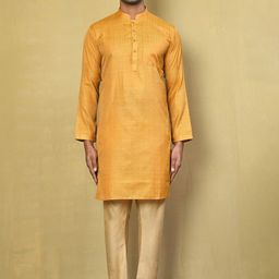Arihant Rai Sinha Floral Woven Design Mandarin Collar Jacquard Kurta With Pyjamas-image-67
