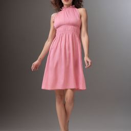 DressBerry Women Halter Neck Sleeveless Fit & Flare Dress-picture-21