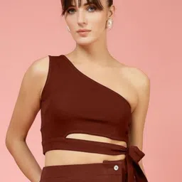 Oomph! Women One Shoulder Crop Top-23