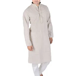 Exotic India Floral Yoke Design Thread Work Pure Cotton Kurta With Pyjamas-image-62