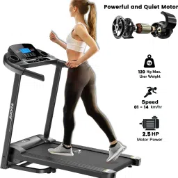dolphy Folding Treadmill with Safe Handlebar, LCD Display and MP3 USB Port Electric (2.5HP) Motorized Running Machine Treadmill image 2